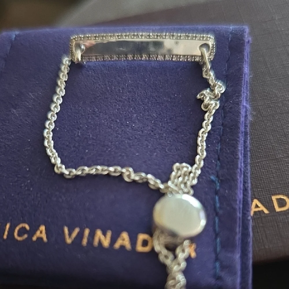 Monica Vinader Havana Bar, Diamond Pave Silver Chain Bracelet😍 💜🩷 - Picture 3 of 5
